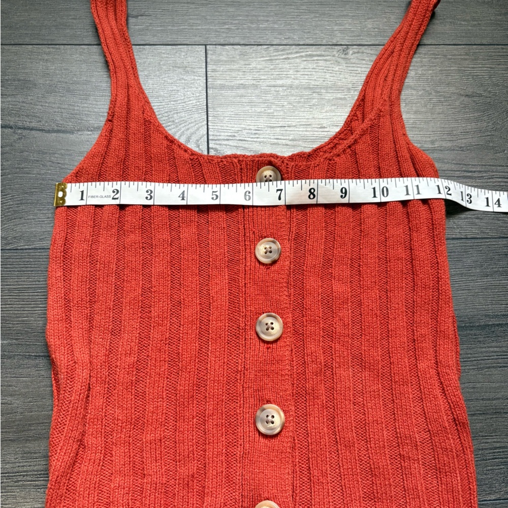 Urban Outfitters Womens Burnt Orange Ribbed Sweater Tank Button Front Size Small - Picture 5 of 9